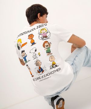 camiseta de algodão snoopy peanuts off white