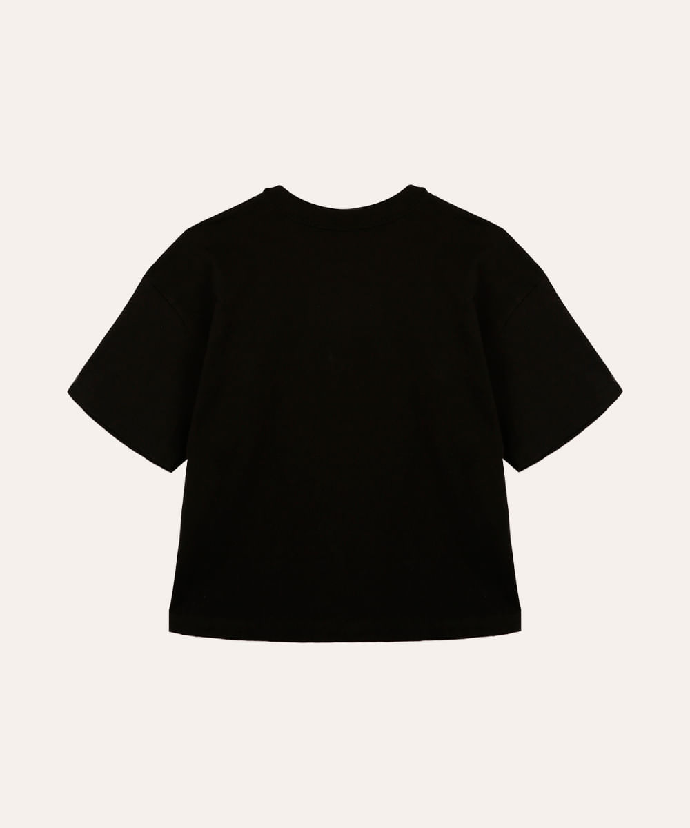 camiseta de algodão infantil kuromi com brilhos preta