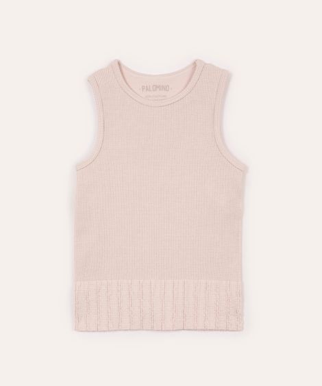 regata de poliamida infantil com brilho texturizada rosa