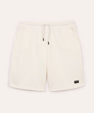 bermuda de moletom juvenil recorte off white