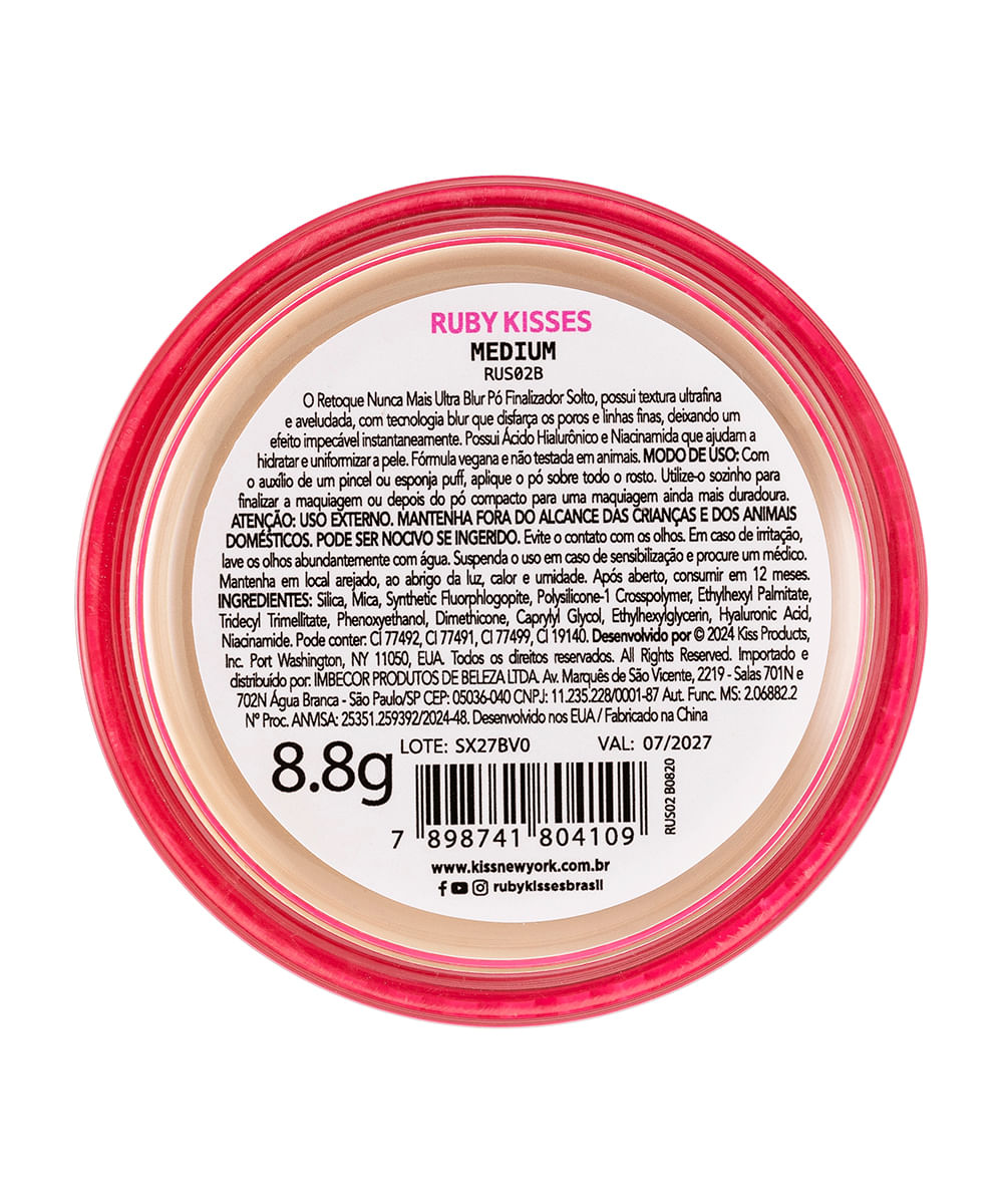 pó finalizador ruby kisses ultra blur solto retoque nunca mais medium