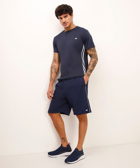 bermuda masculina com bolsos azul