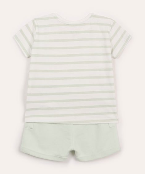 conjunto infantil curto listrado verde