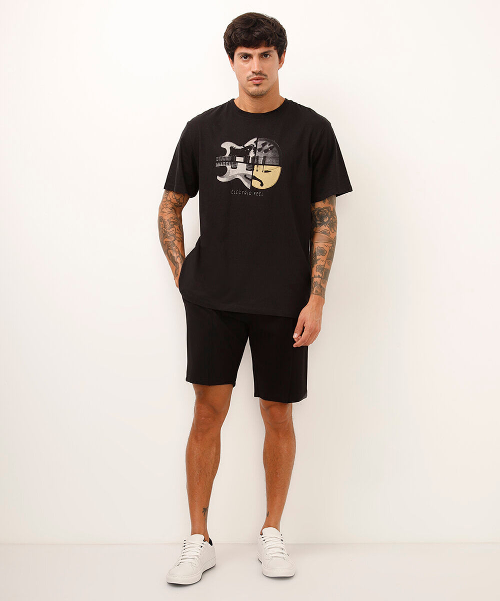 camiseta comfort de algodão electric feel - preto