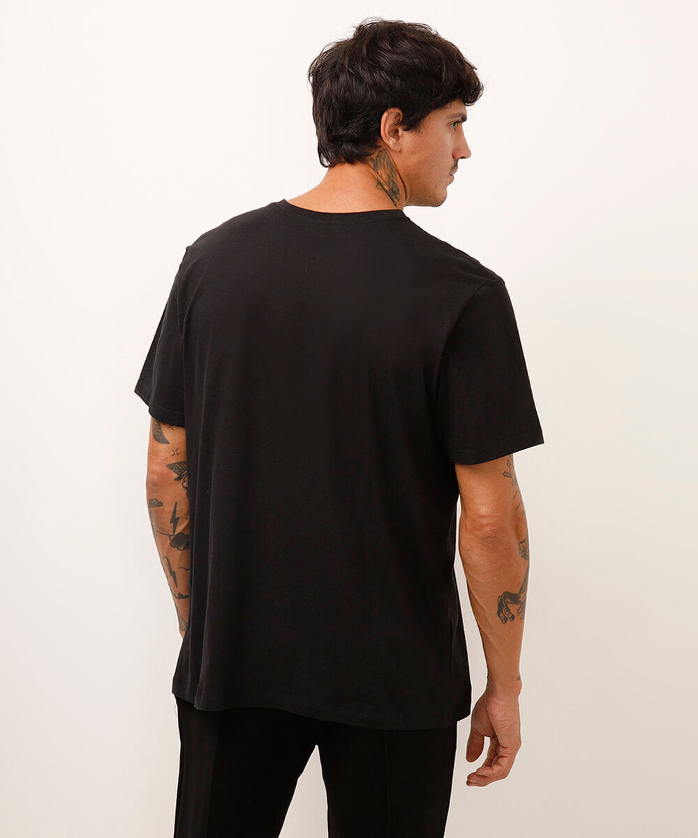 camiseta comfort de algodão electric feel - preto