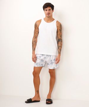 short de praia coqueiros branco