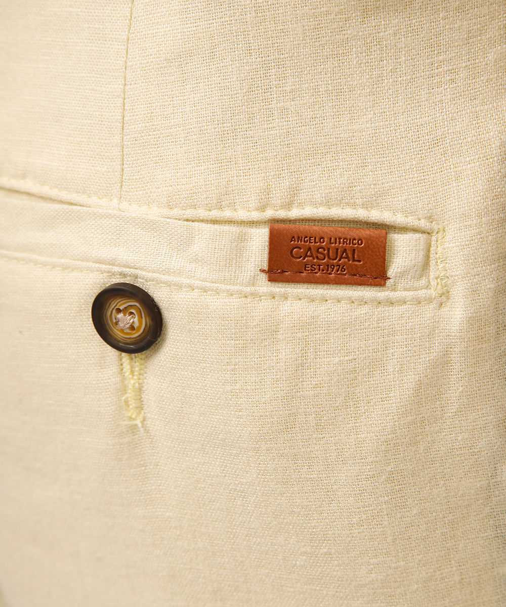 bermuda reta com linho - amarelo