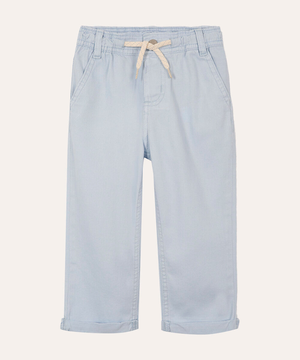 calça de sarja infantil com cós elástico - azul claro