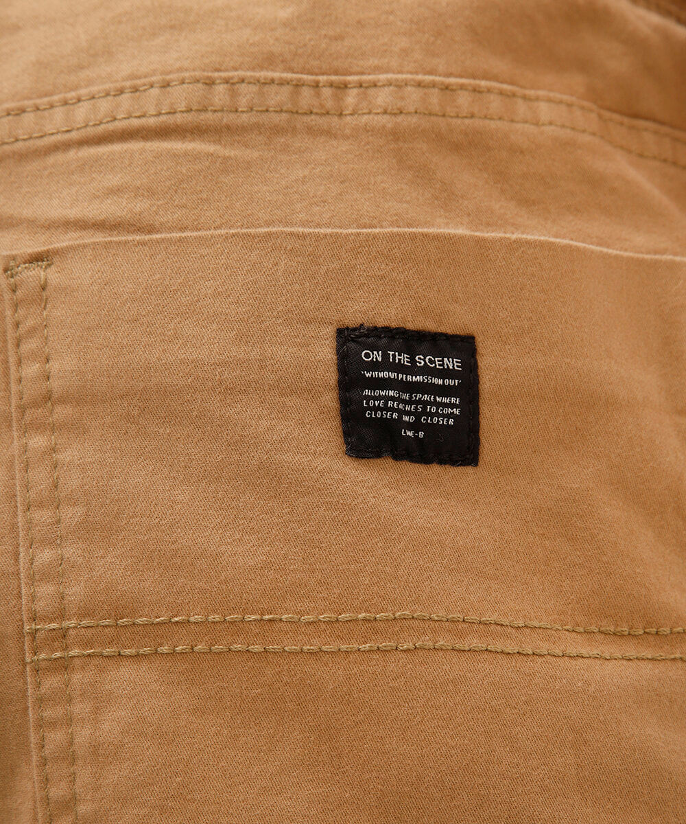 calça jogger slim de sarja amaciada com bolsos preto - kaki escuro