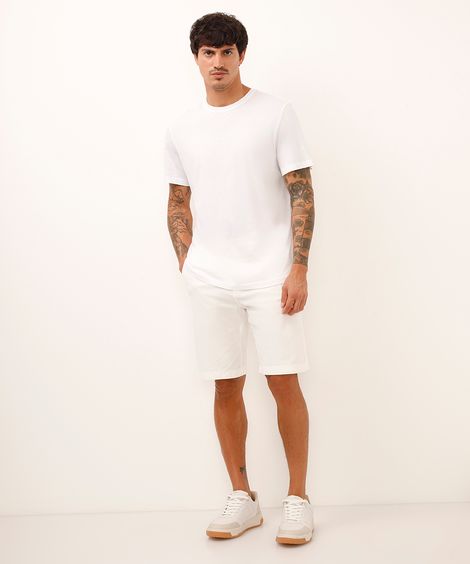 bermuda reta de sarja com bolsos chino branca