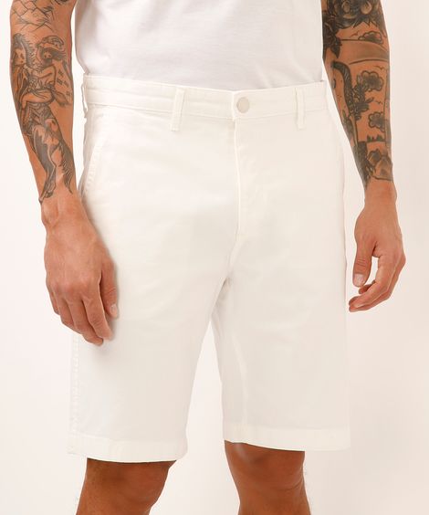 bermuda reta de sarja com bolsos chino branca