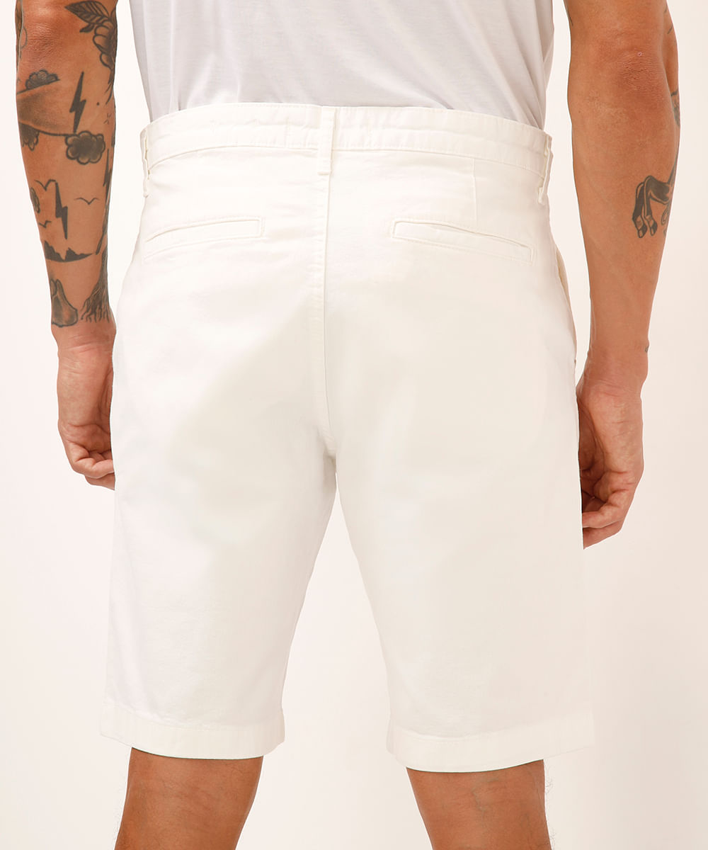 bermuda reta de sarja com bolsos chino branca