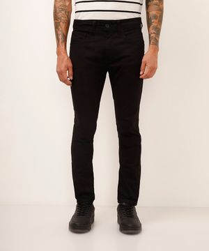 calça de sarja skinny stretch preto