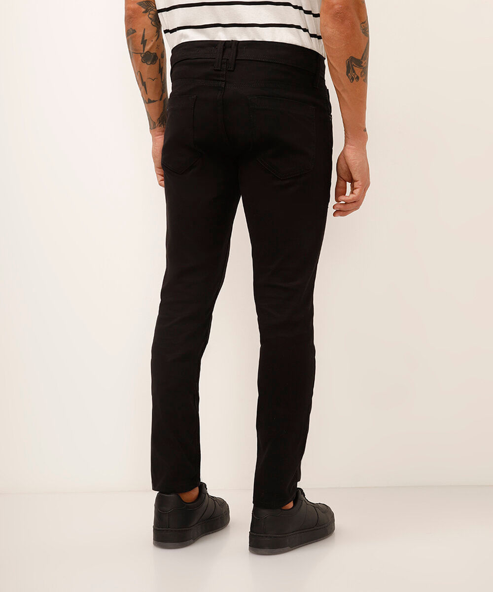 calça de sarja skinny stretch preto