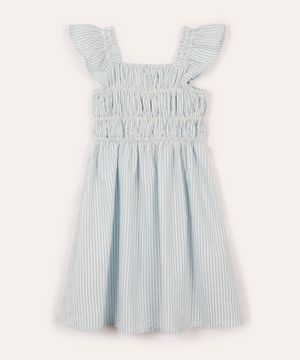 vestido midi infantil listrado azul