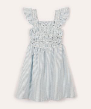 vestido midi infantil listrado azul