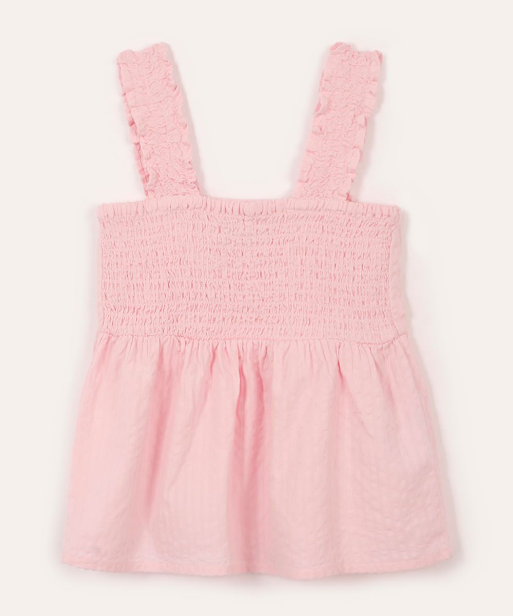 bata de algodão infantil texturizada rosa