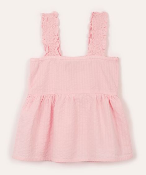bata de algodão infantil texturizada rosa