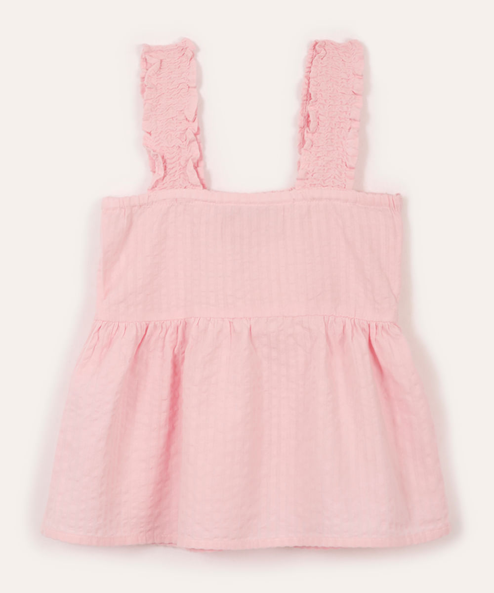 bata de algodão infantil texturizada rosa