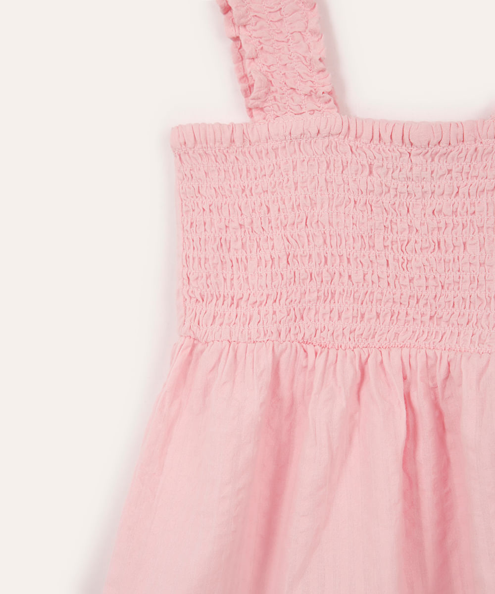 bata de algodão infantil texturizada rosa