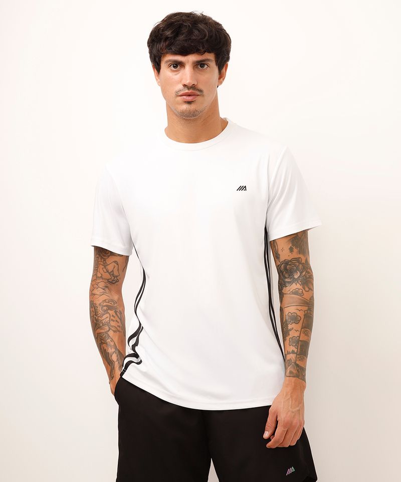 camiseta esportiva ace com listras branca