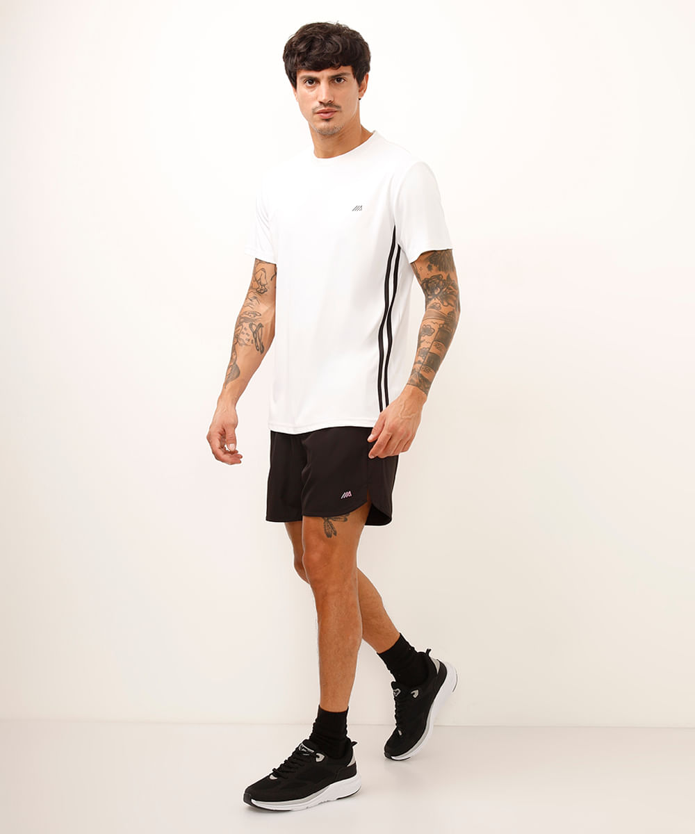 camiseta esportiva com listras - branco
