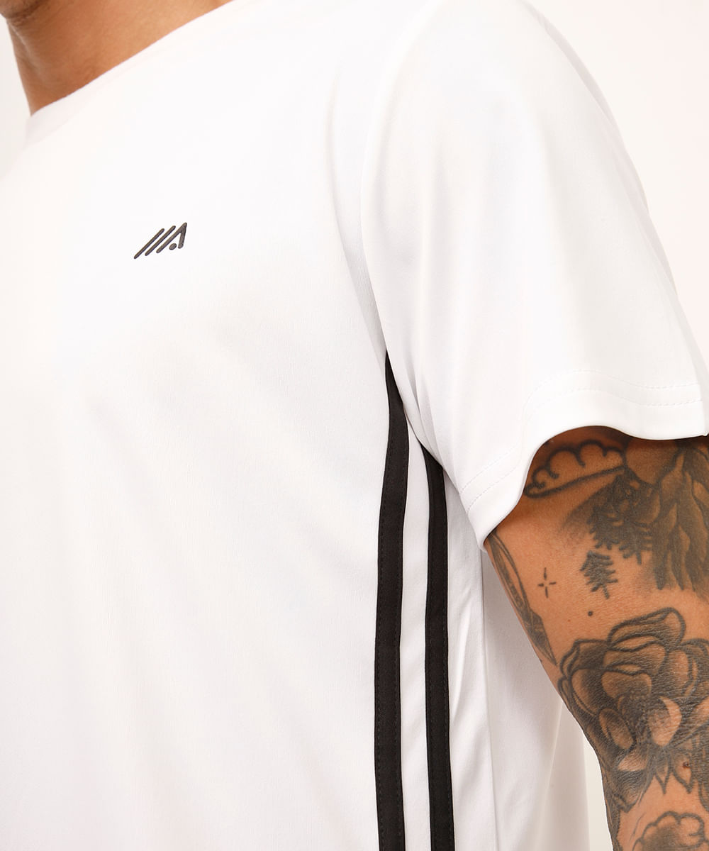 camiseta esportiva com listras - branco