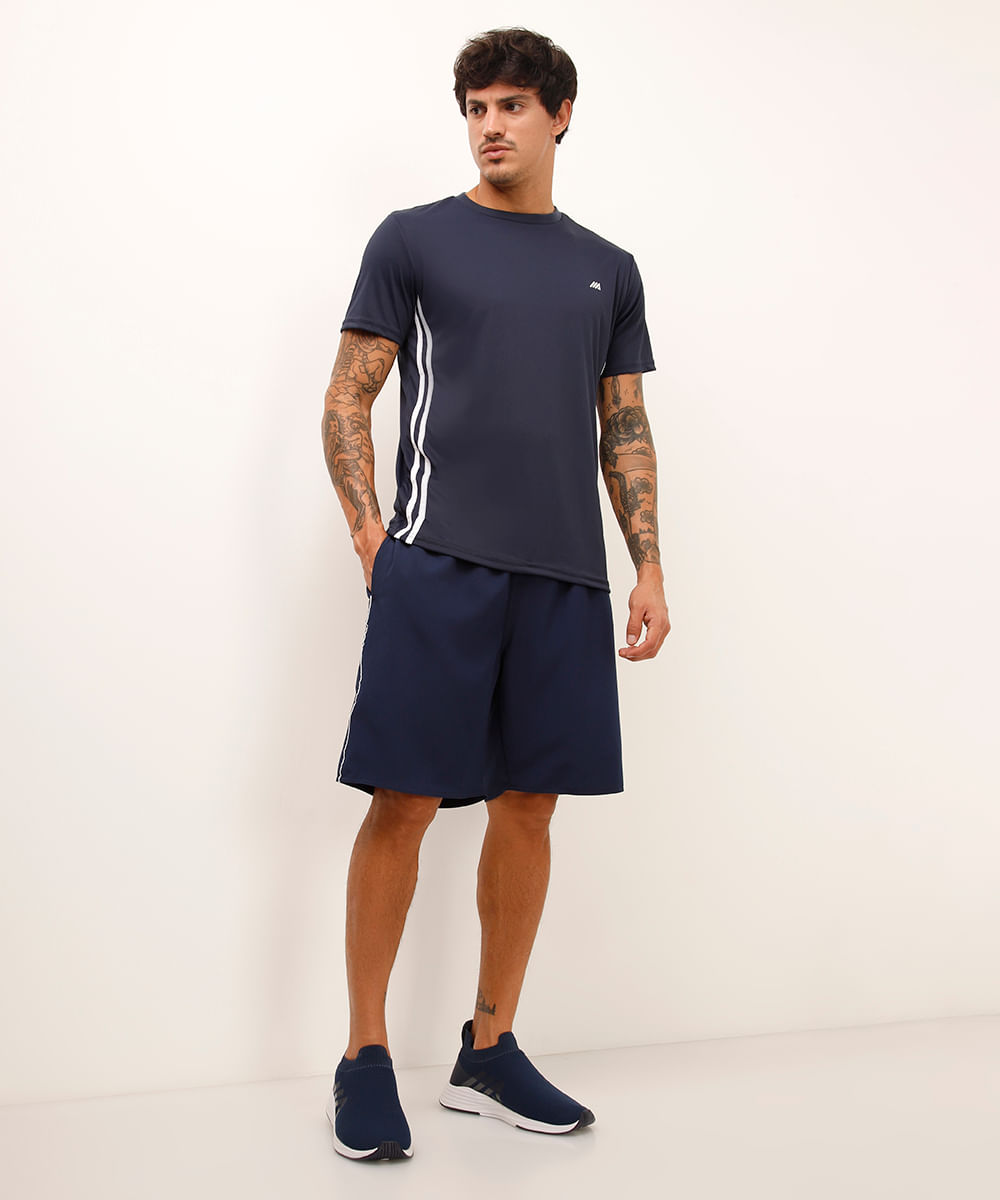 camiseta esportiva ace com listras azul