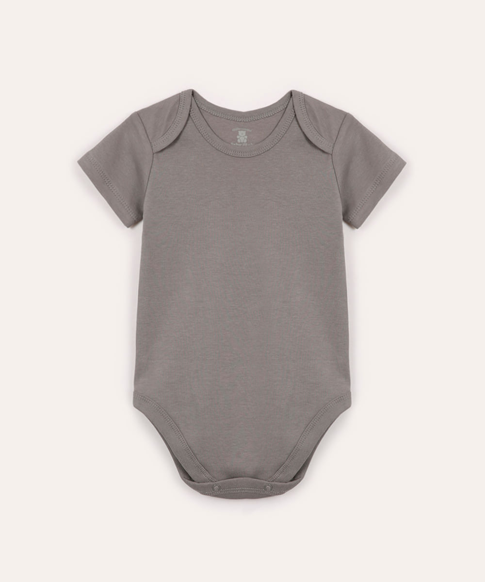 body de algodão infantil manga curta cinza