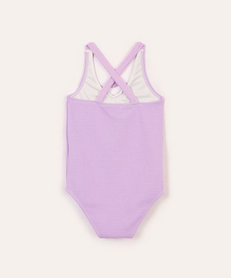 maiô infantil coração texturizado proteção uv lilás