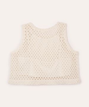 cropped de tricot juvenil bege