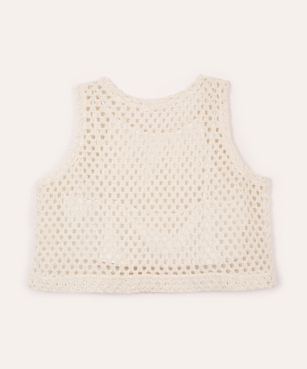 cropped de tricot juvenil bege