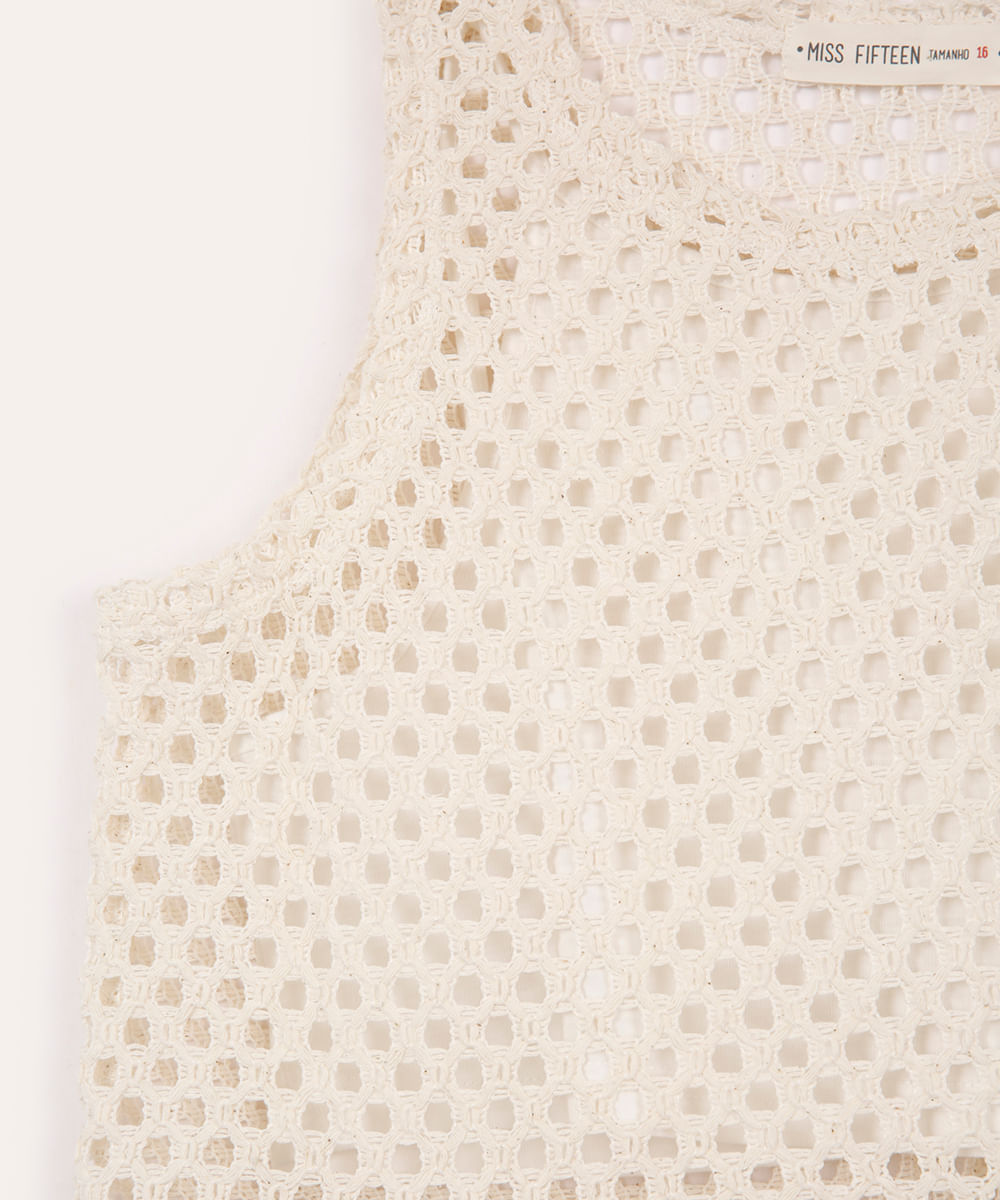 cropped de tricot juvenil bege