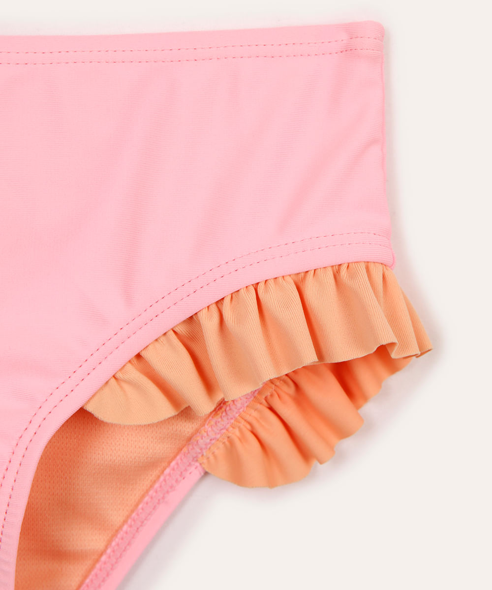 biquíni com babados proteção uv infantil colorido