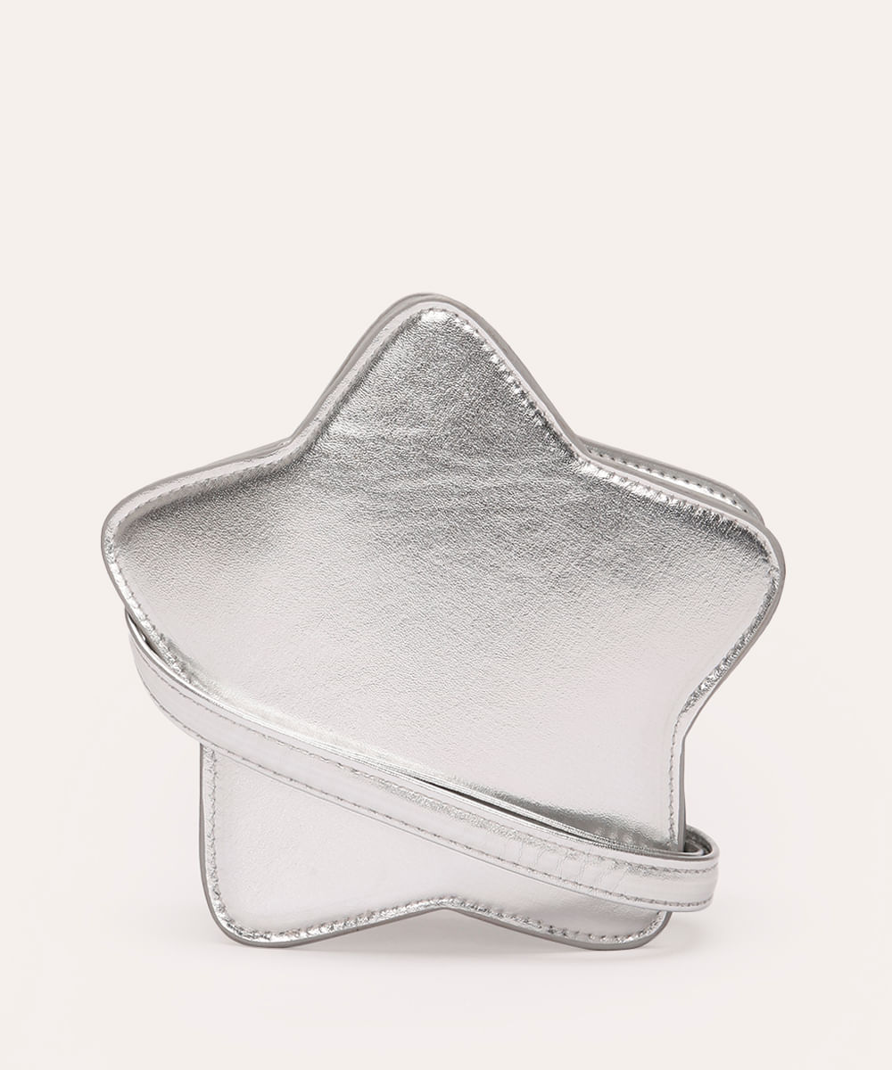 bolsa infantil metalizada estrela prateada