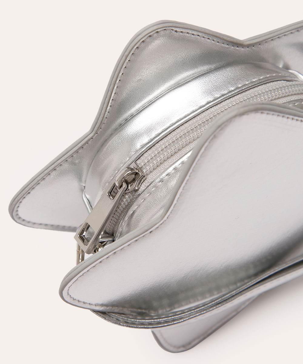 bolsa infantil metalizada estrela prateada