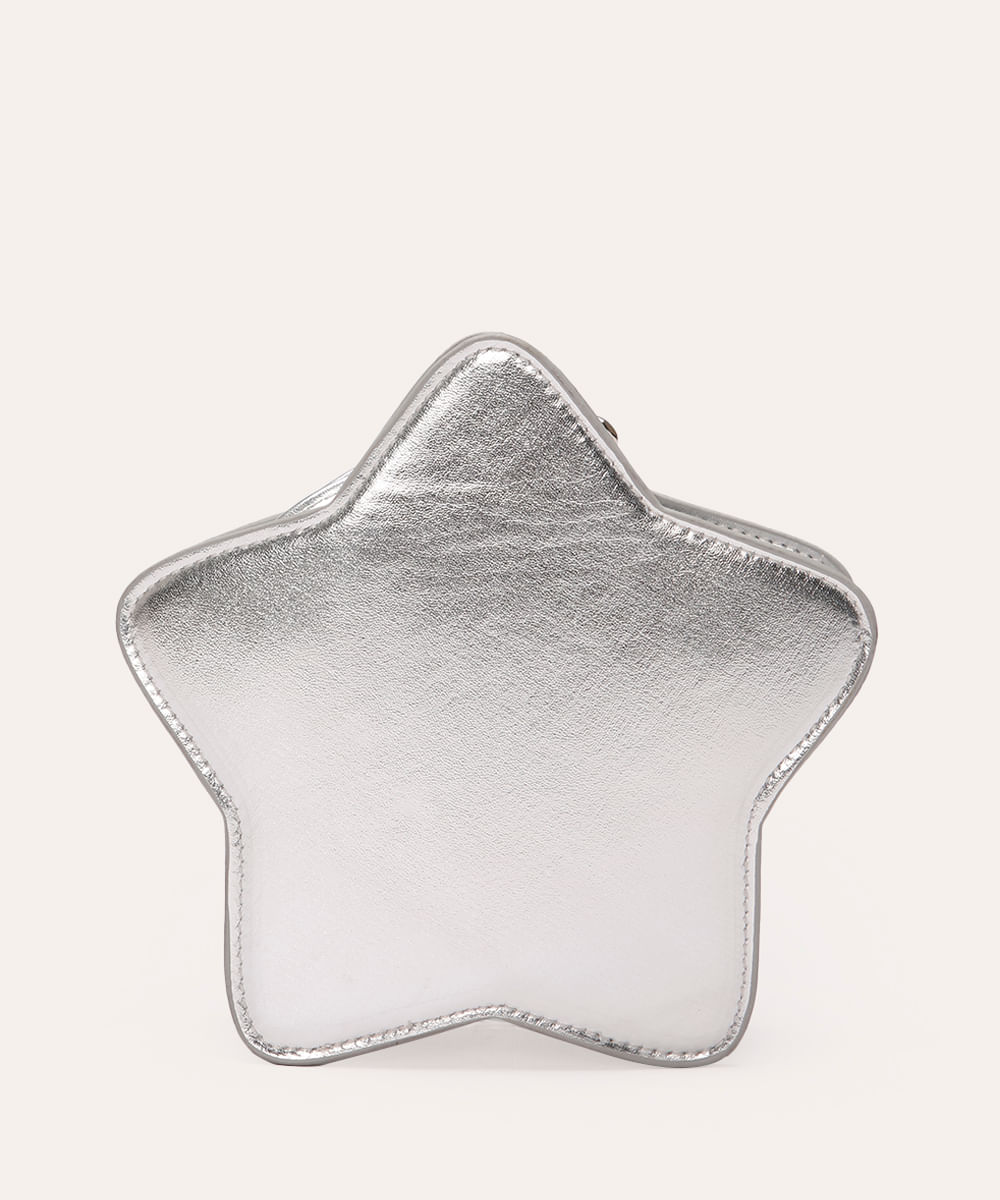 bolsa infantil metalizada estrela prateada