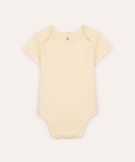 body de algodão infantil manga curta amarelo
