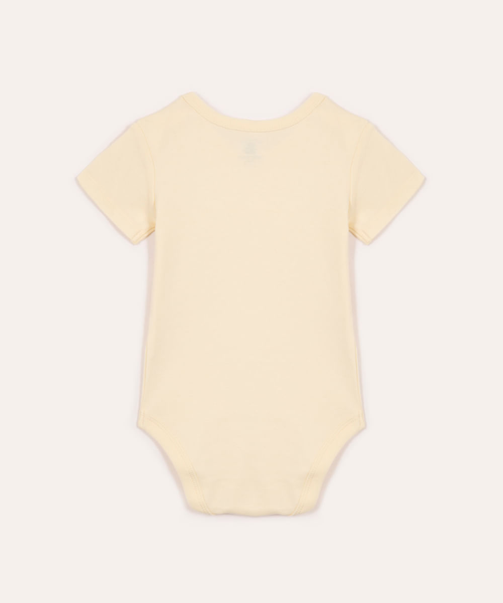 body de algodão infantil manga curta amarelo