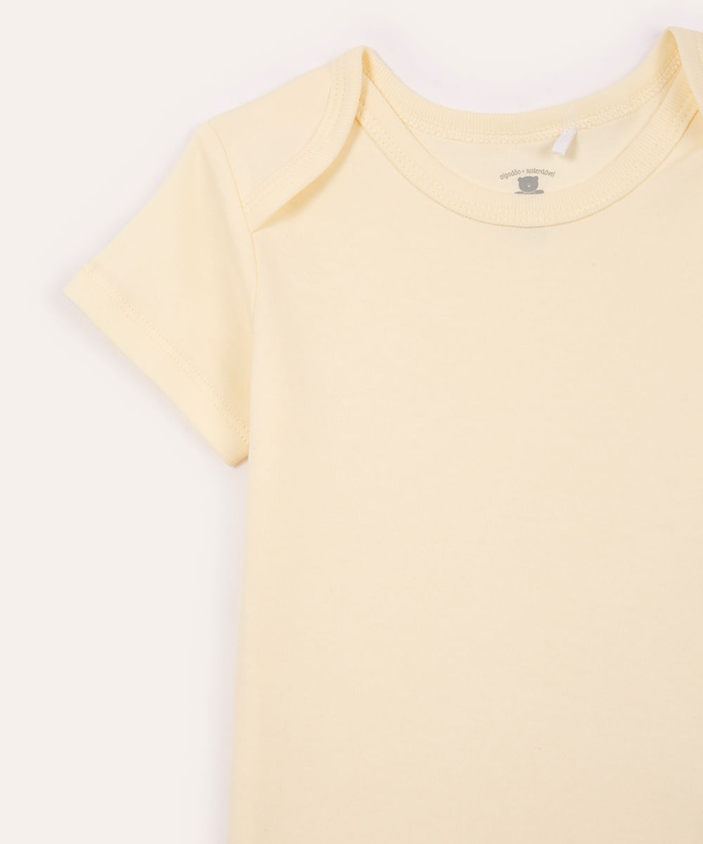 body de algodão infantil manga curta amarelo