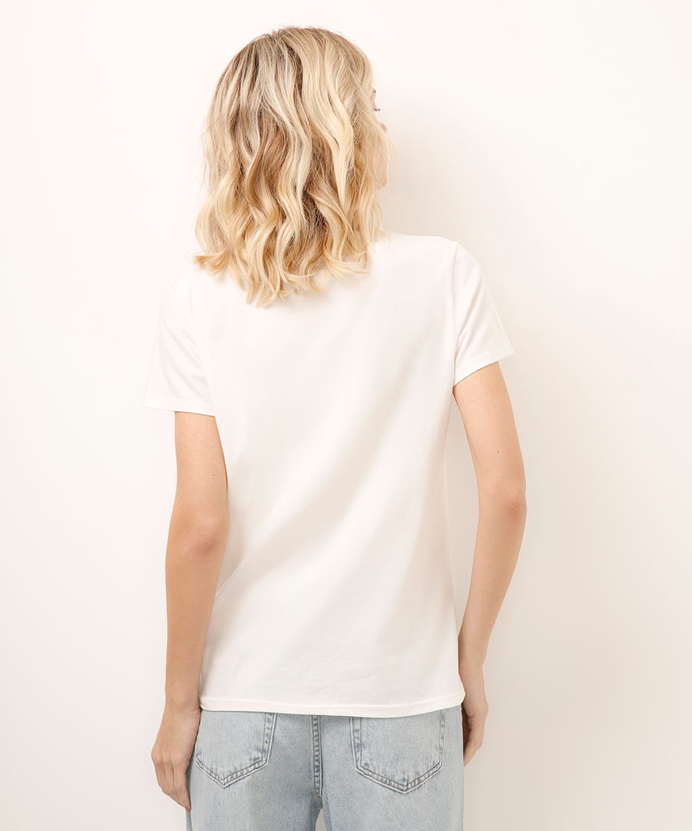 camiseta de algodão floral off white