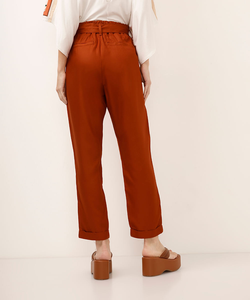 calça clochard de viscose laranja