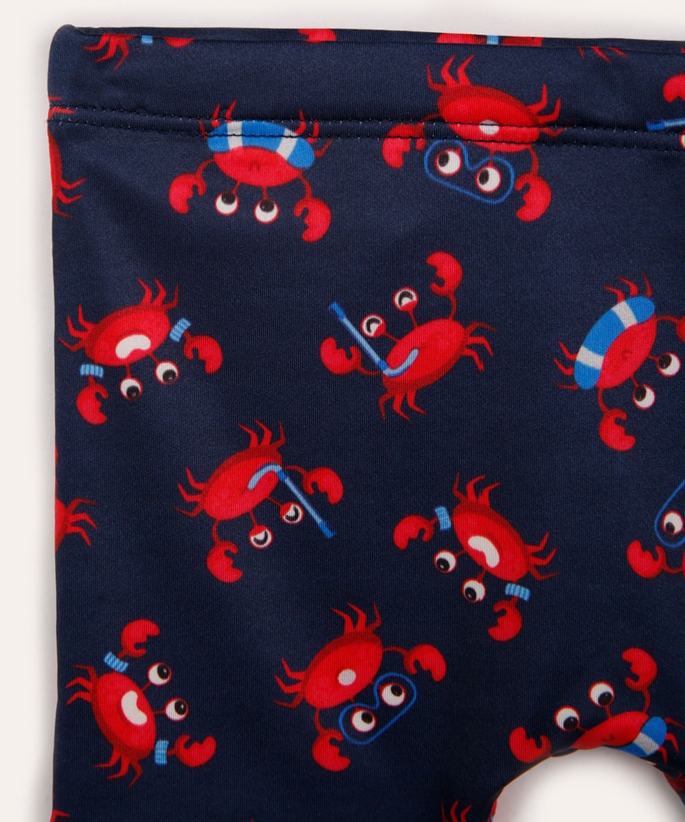 conjunto infantil proteção uv caranguejo listrado azul