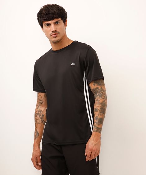 camiseta esportiva com listras preta