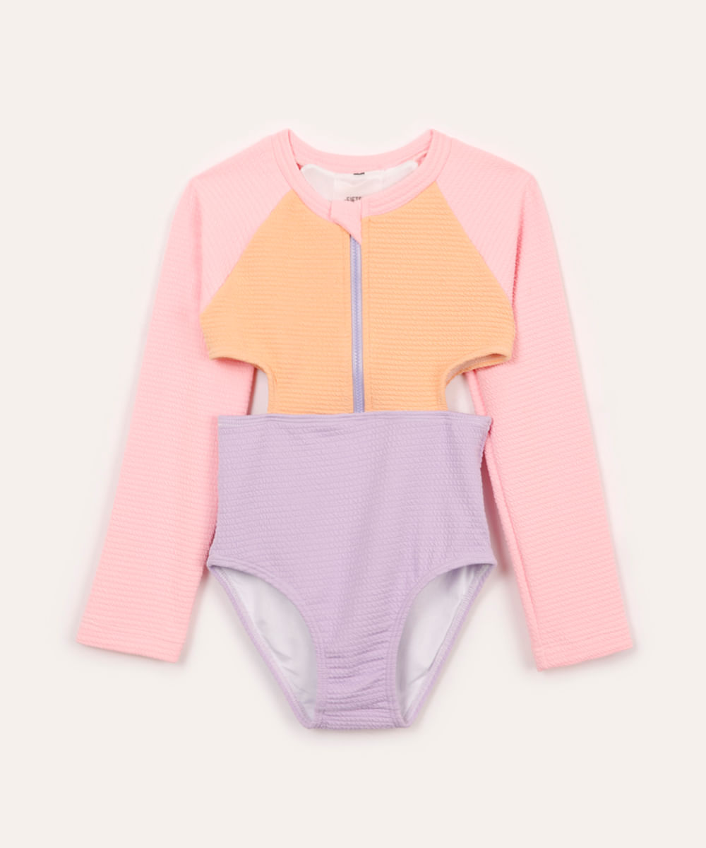 maiô texturizado com recorte infantil - multicor