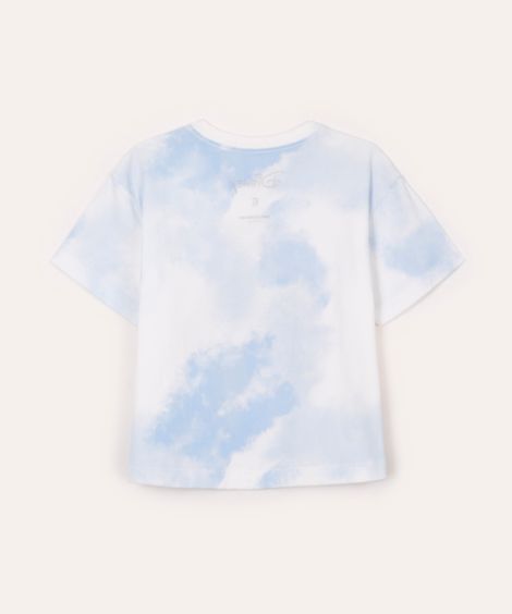 camiseta de algodão infantil stitch tie dye azul