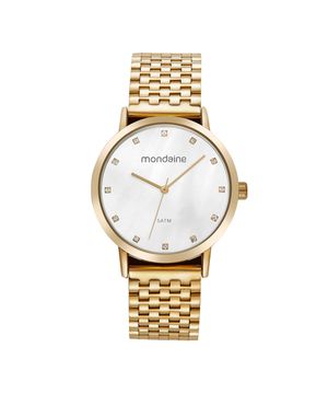 Relógio Mondaine Feminino Madrepérola Dourado