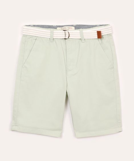 bermuda de sarja infantil com cinto verde