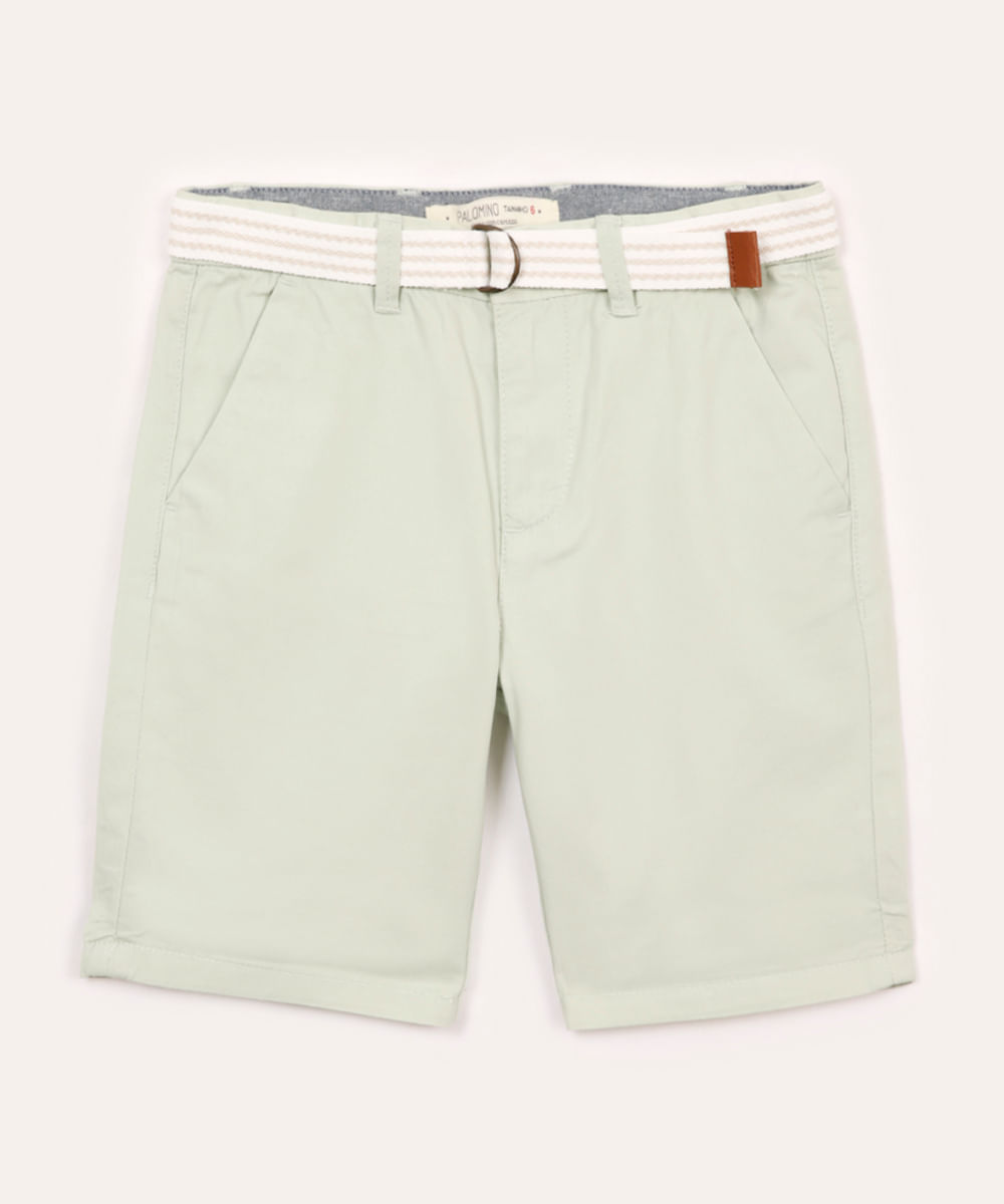 bermuda de sarja infantil com cinto verde