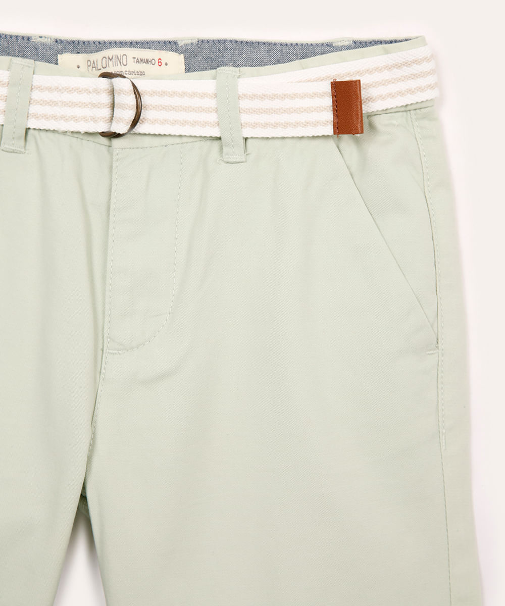 bermuda de sarja infantil com cinto verde